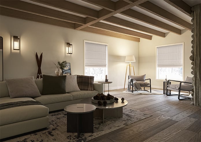 Dew Drop, Metallic Taupe - Motorised Roman Blind - Image 6